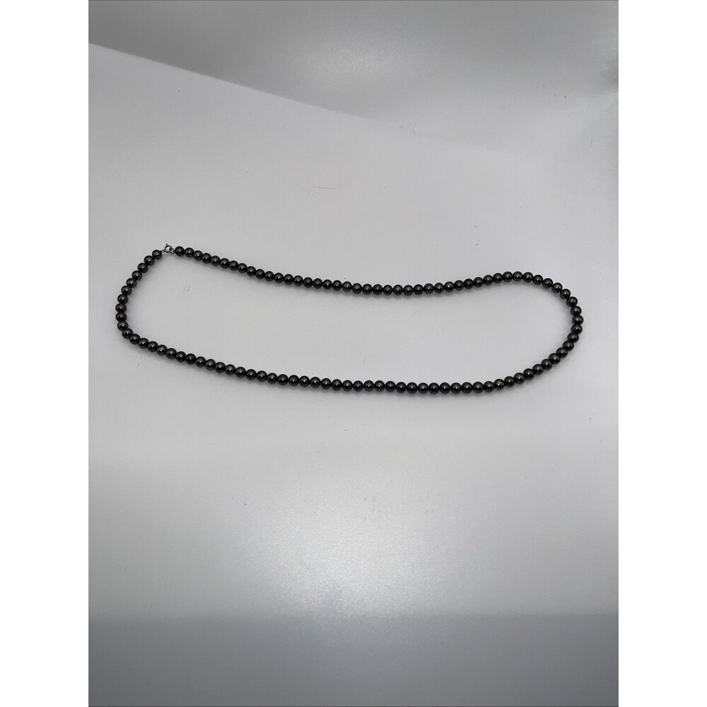Sterling Silver 925 Black Peacock Pearl Necklace 18"